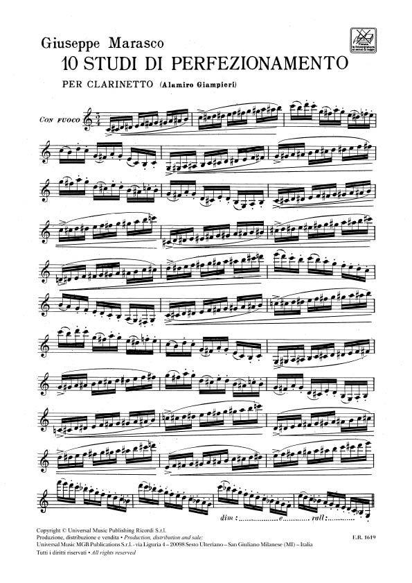 10 Studi Di Perfezionamento - Per Clarinetto - cvičení pro klarinet